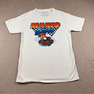 Mario Kart White Graphic Tee - Classic Racing Print